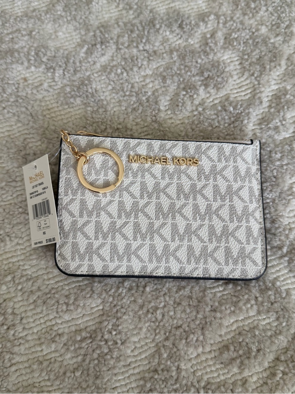 Michael Kors Small MK Signature Coinpouch - Vanilla - BRAND NEW